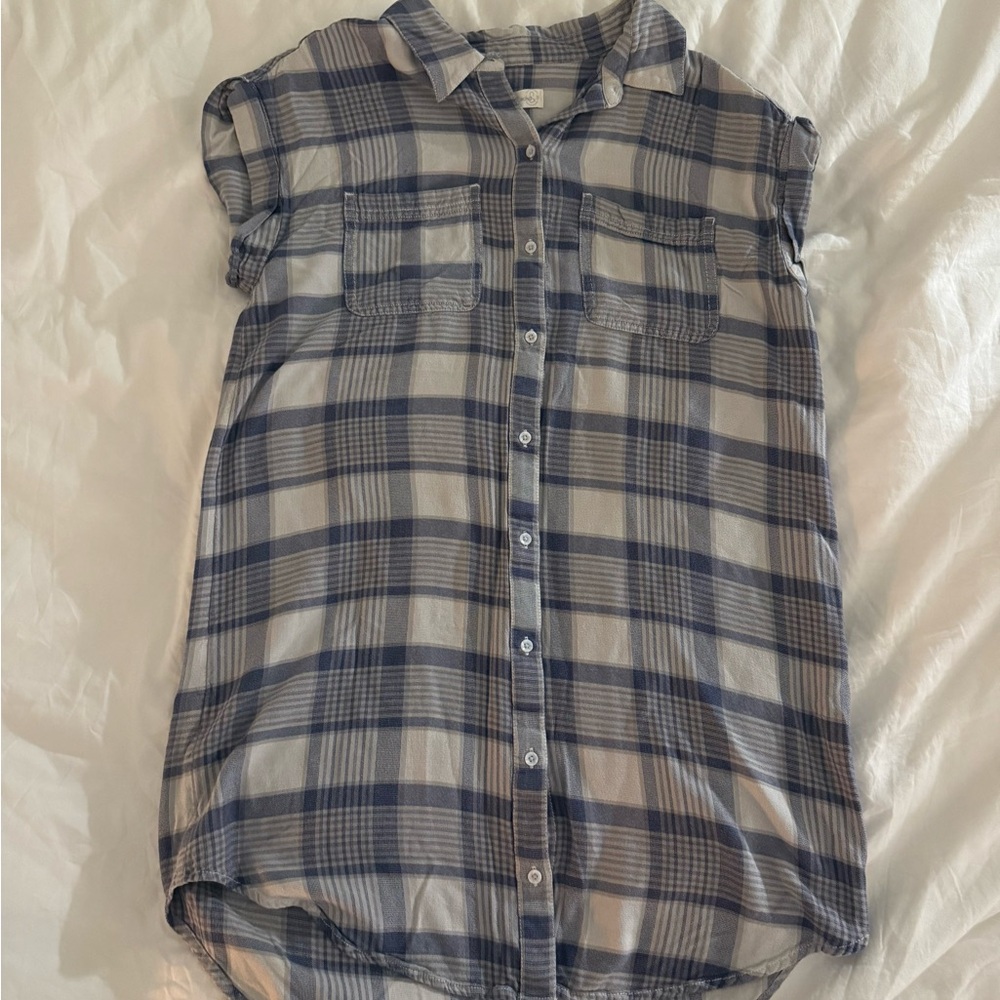 Treasure & Bond Blue and Gray Plaid Dress